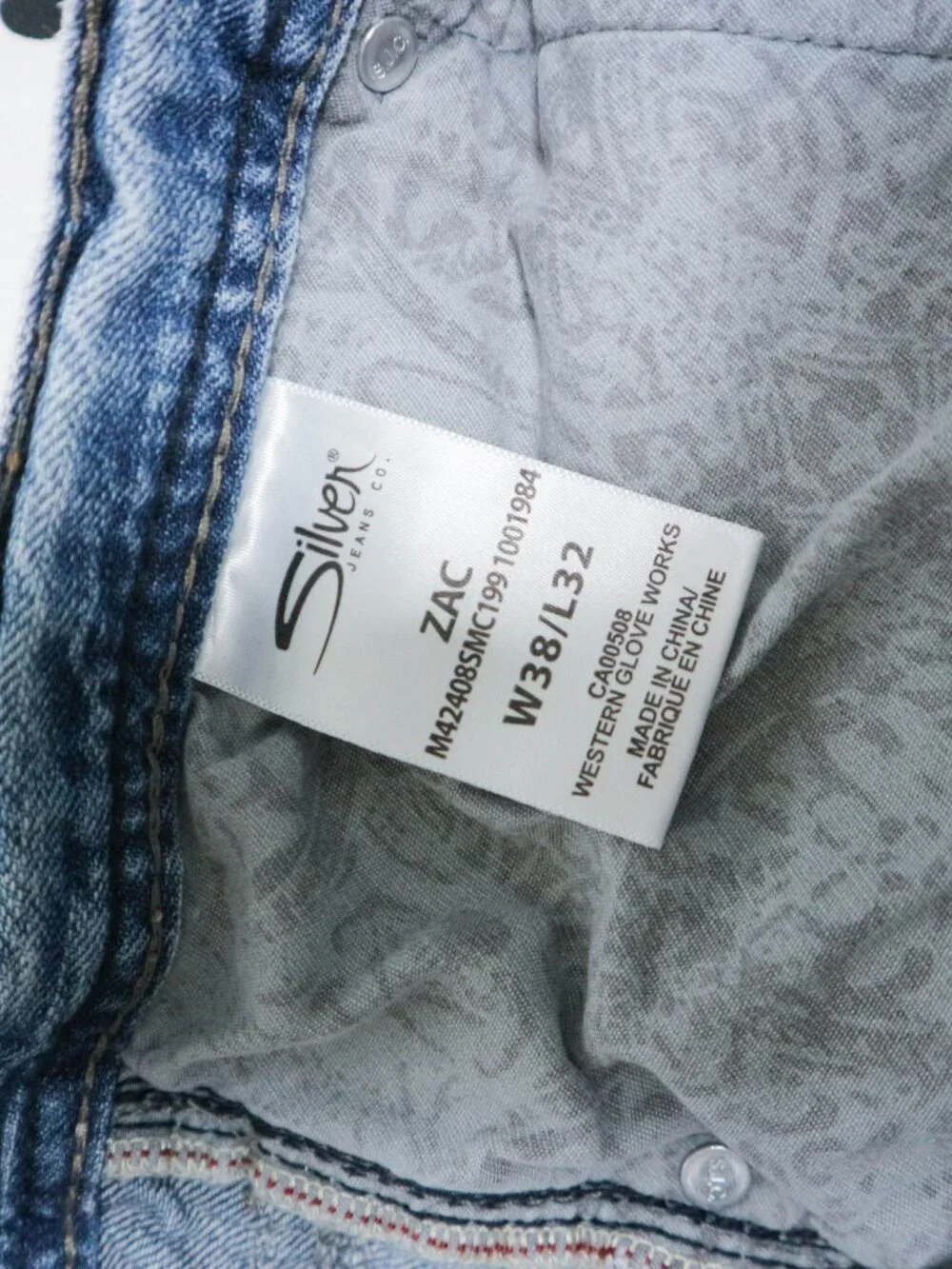 Silver Jeans Zac Jeans Mens 38x32 (fits 38x30) Light Wash Straight Stretch Denim - Picture 10 of 10